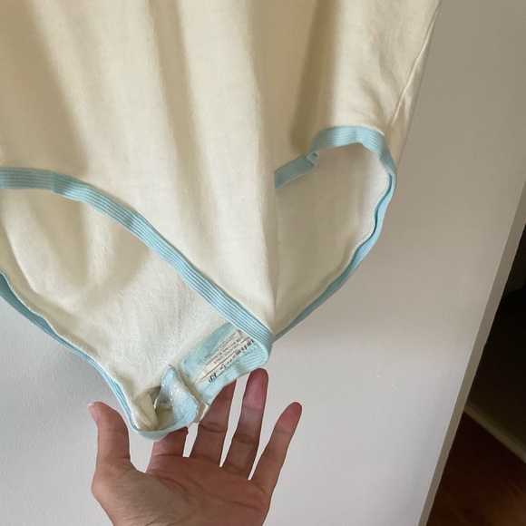 Free People Cozy Cool Girl V-Neck Ivory Blue Tank Top Bodysuit NWT - Picture 6 of 6